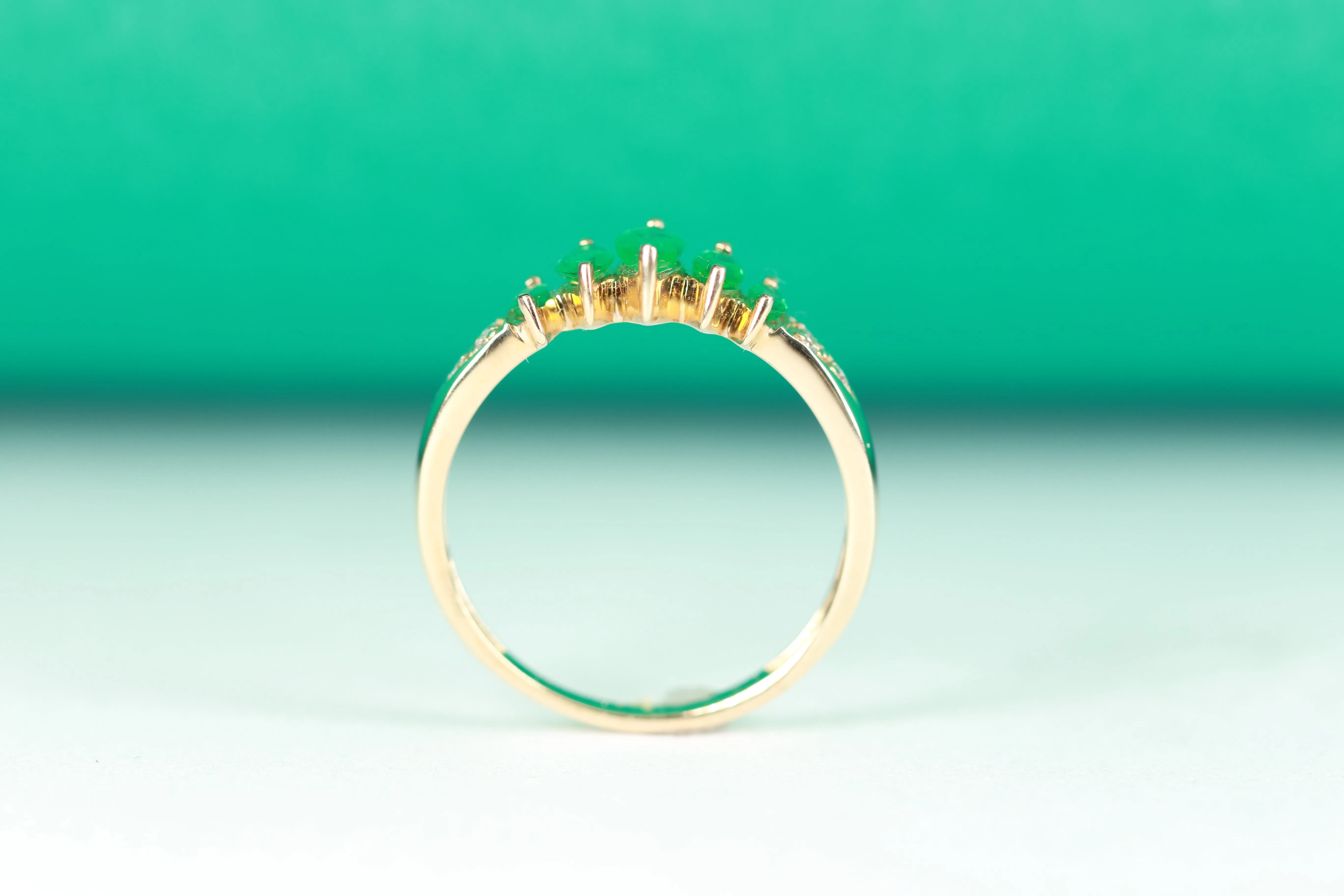 Regal Charm: Esther 10K Yellow Gold Marquise-Cut Natural Zambian Emerald Ring