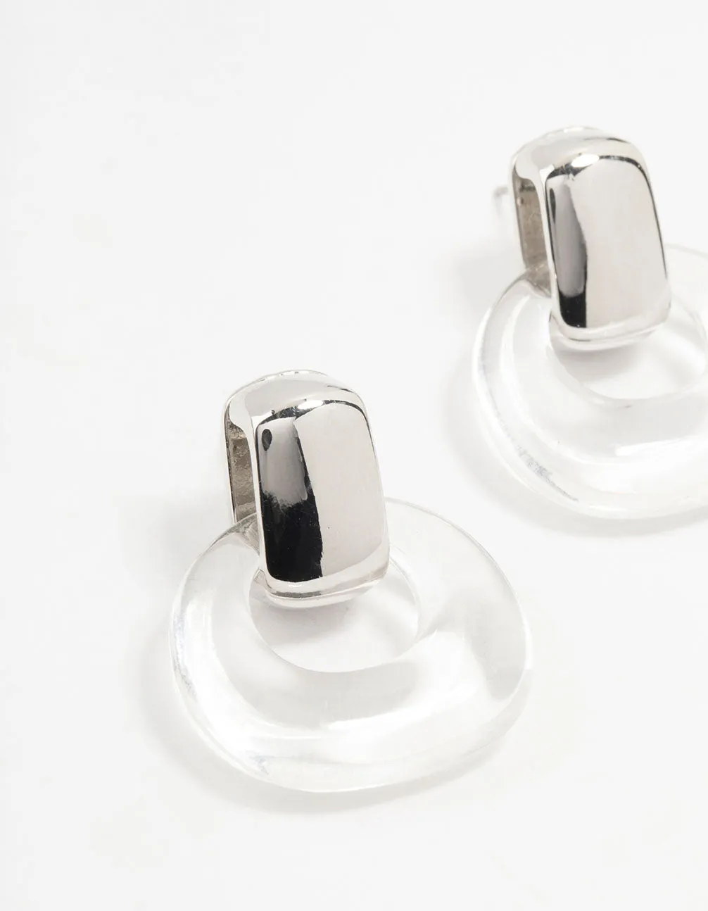 Rhodium Acrylic Stud Earrings