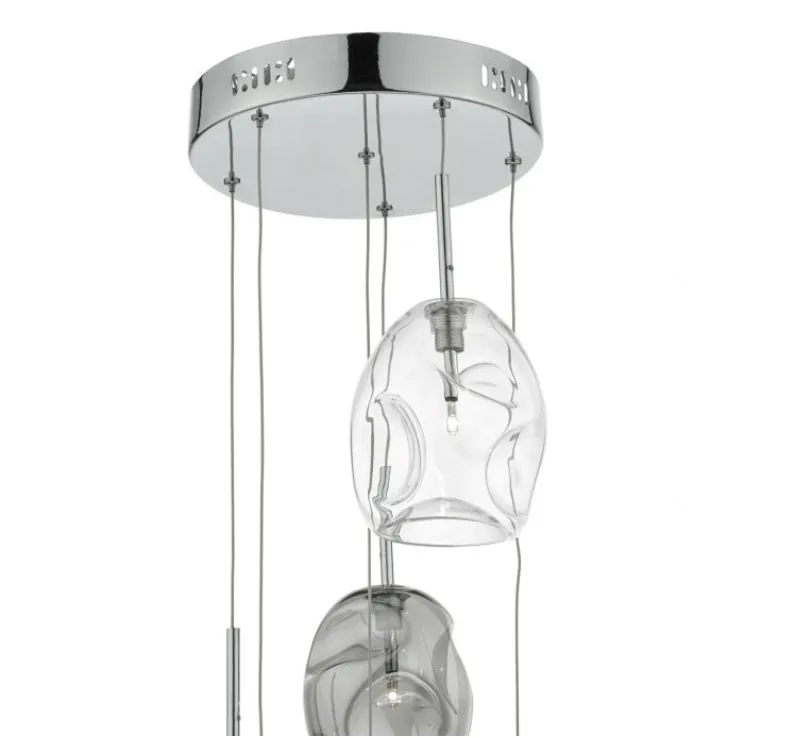 Ruxley Polished Chrome and Glass Cluster Pendant - ID 6288