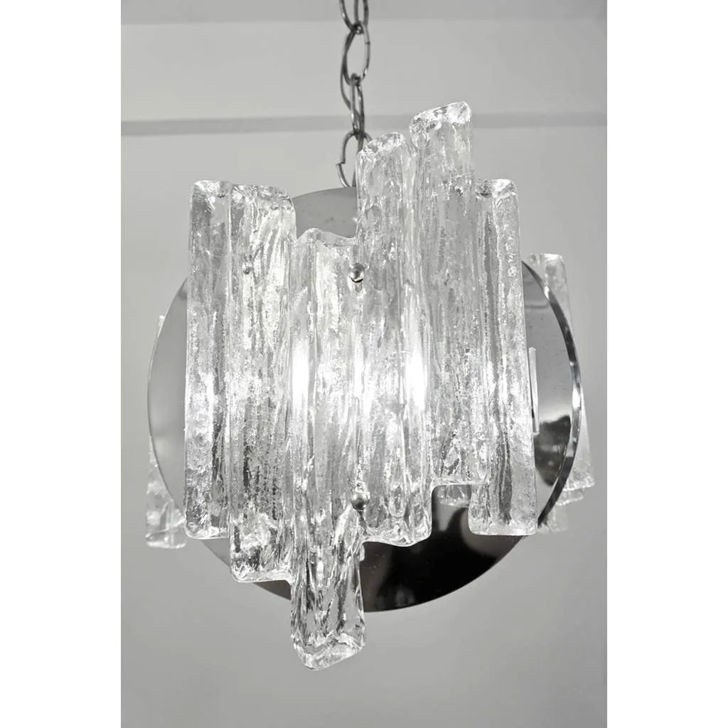 Salviati 1950 Italian Sculptural Modern Nickel Crystal Clear Glass Chandelier