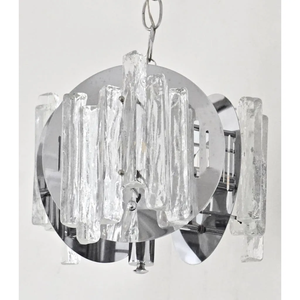 Salviati 1950 Italian Sculptural Modern Nickel Crystal Clear Glass Chandelier