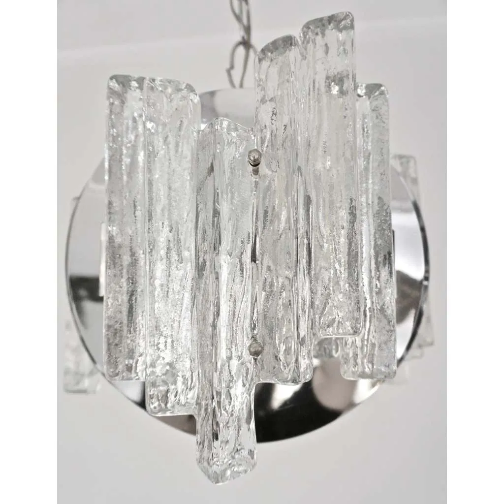 Salviati 1950 Italian Sculptural Modern Nickel Crystal Clear Glass Chandelier