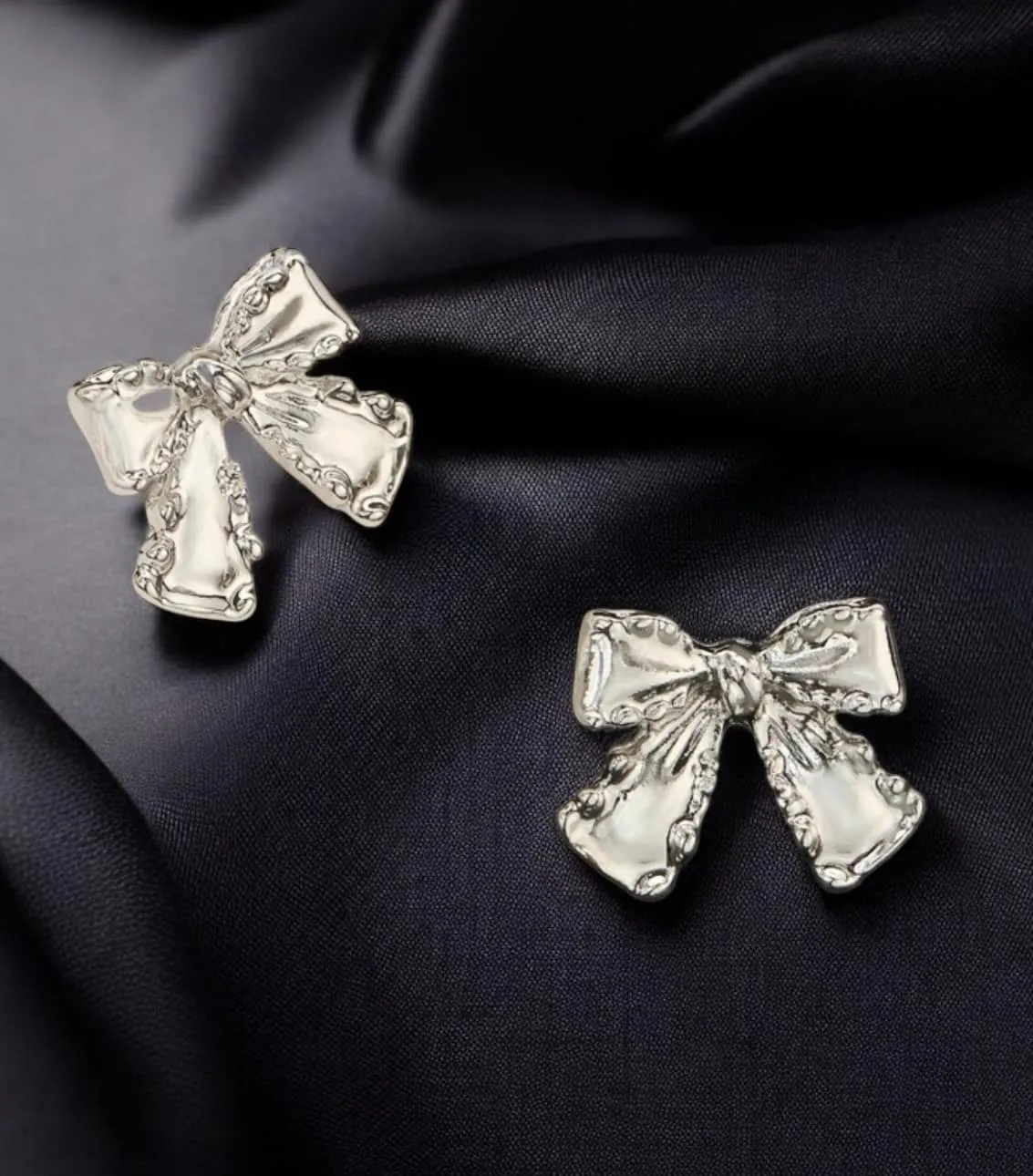 SILVER BOW Stud Earrings- Vivian-Lu