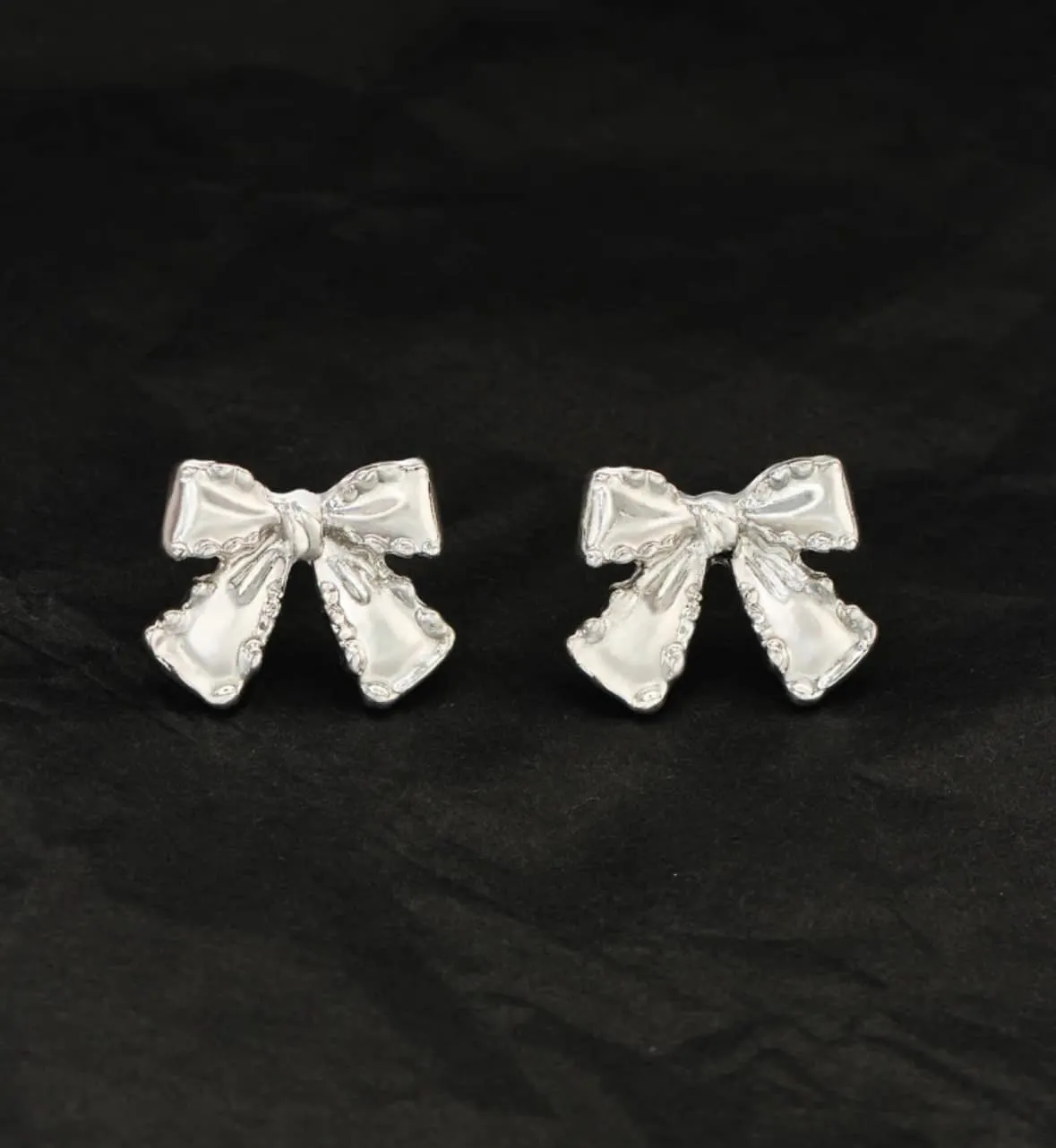 SILVER BOW Stud Earrings- Vivian-Lu