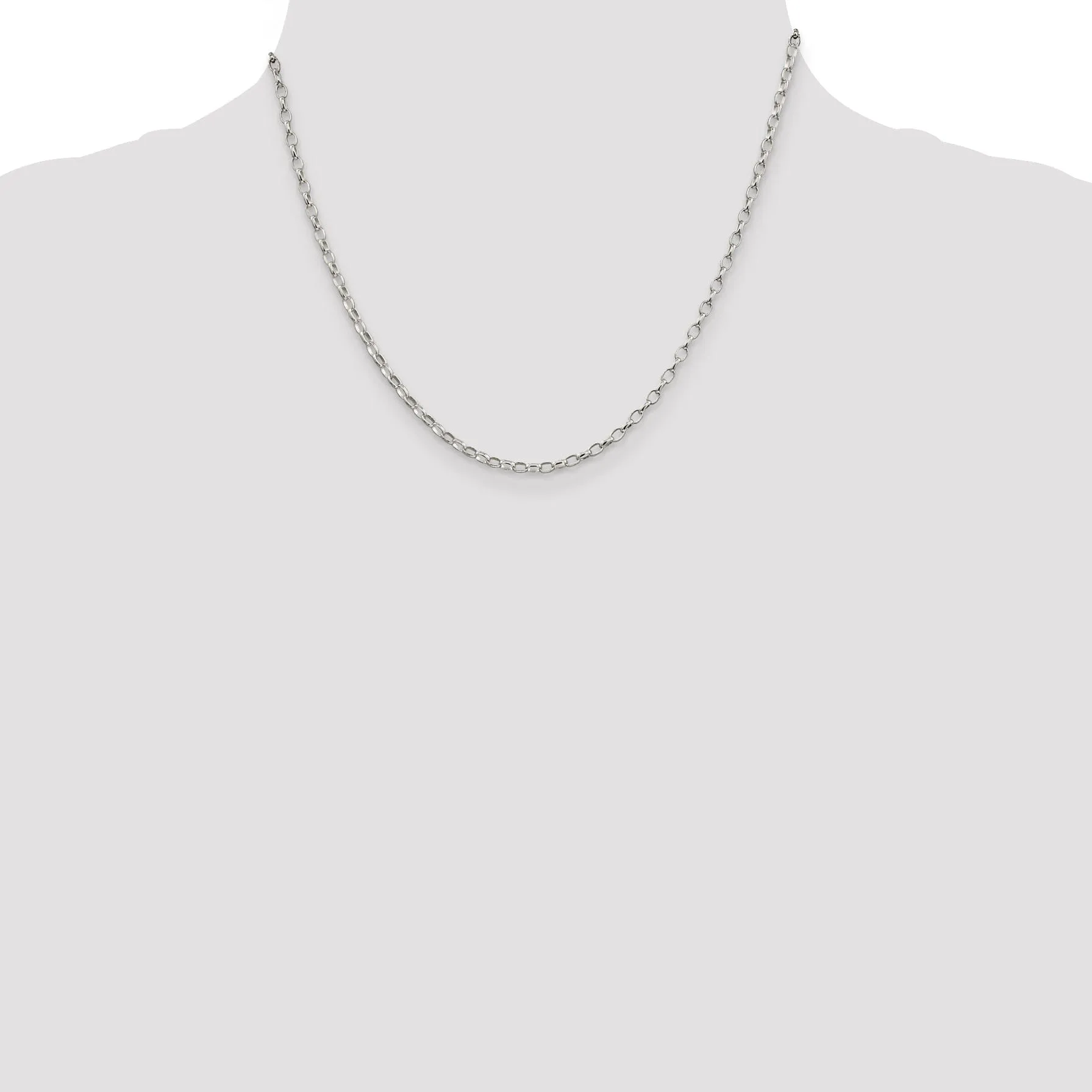 Silver Polished 2.50-mm Oval Rolo Necklace