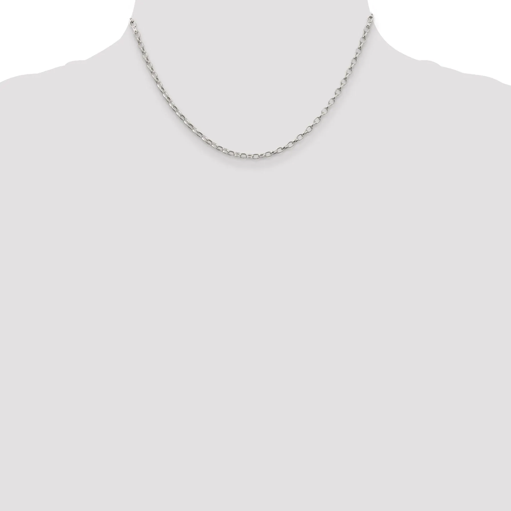 Silver Polished 2.50-mm Oval Rolo Necklace