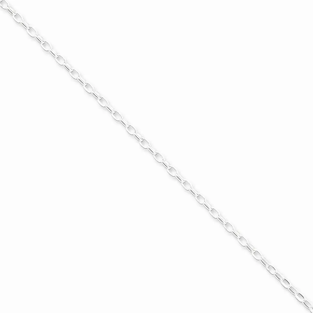 Silver Polished 2.50-mm Oval Rolo Necklace