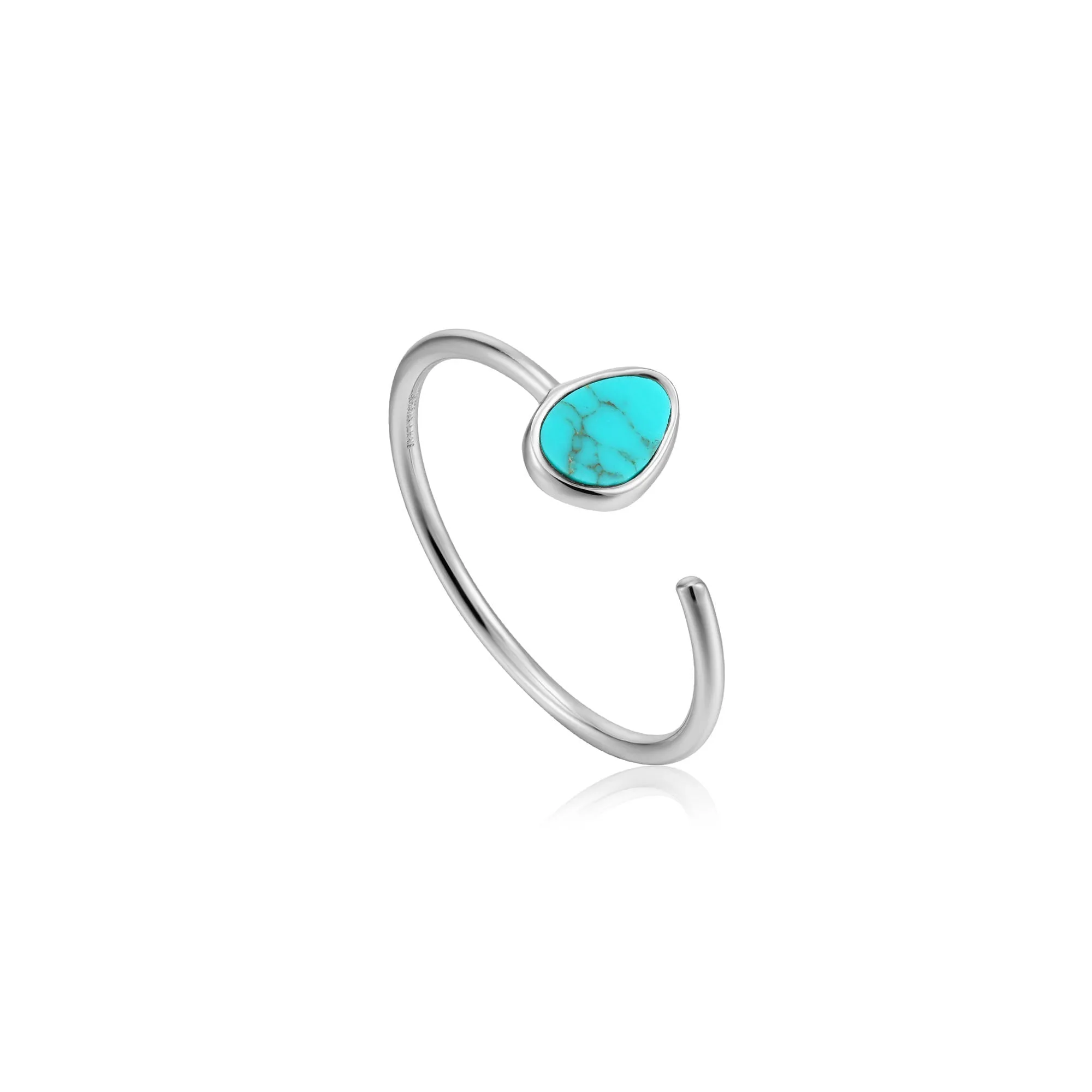 Silver Tidal Turquoise Adjustable Ring