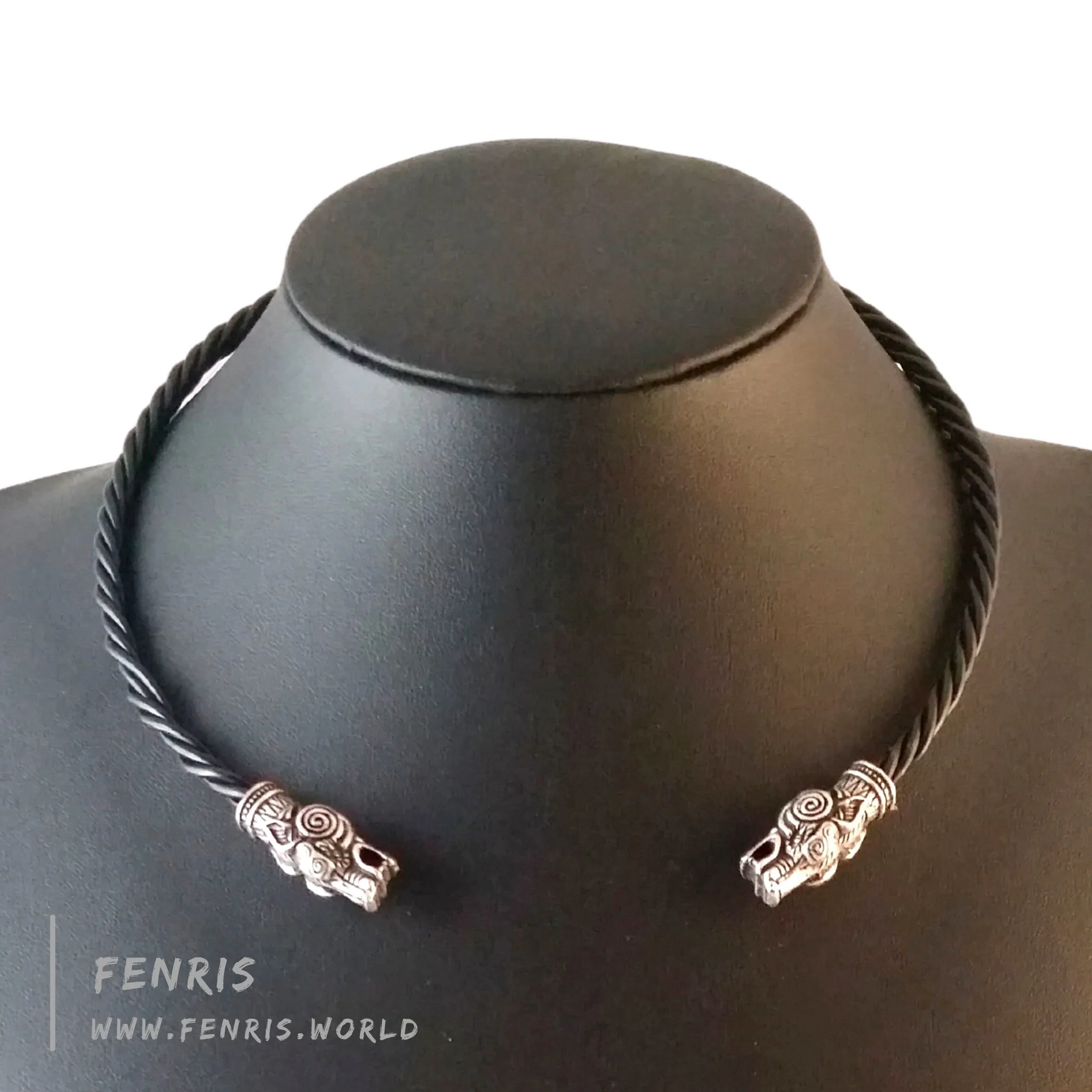 Silver Torc Wolf Necklace Bracelet Set  | Fenris