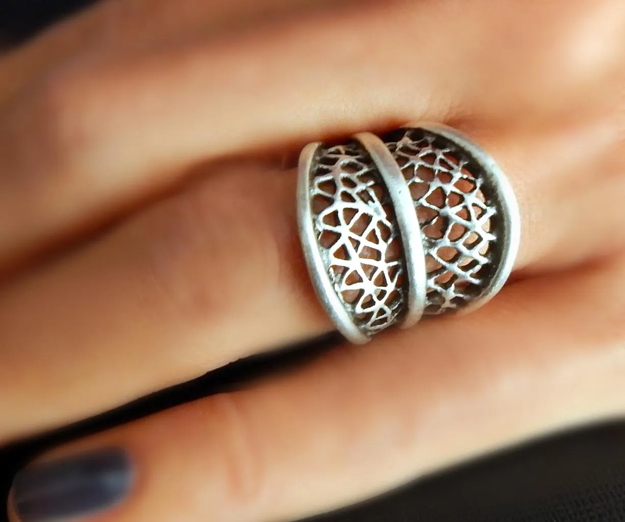 Silver Web Ring