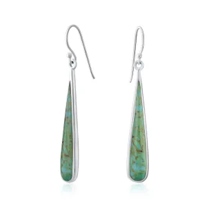 Simplistic Boho Dangle Gemstone Earrings Teardrop Sterling Silver Western Style