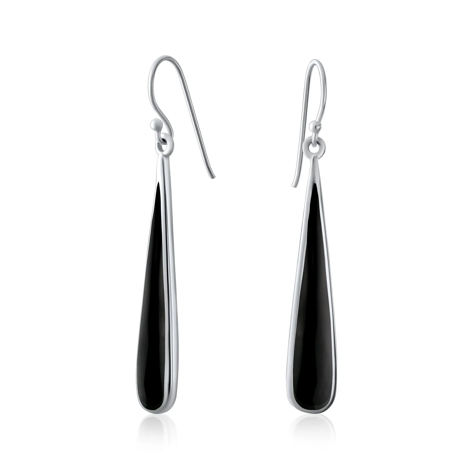 Simplistic Boho Dangle Gemstone Earrings Teardrop Sterling Silver Western Style