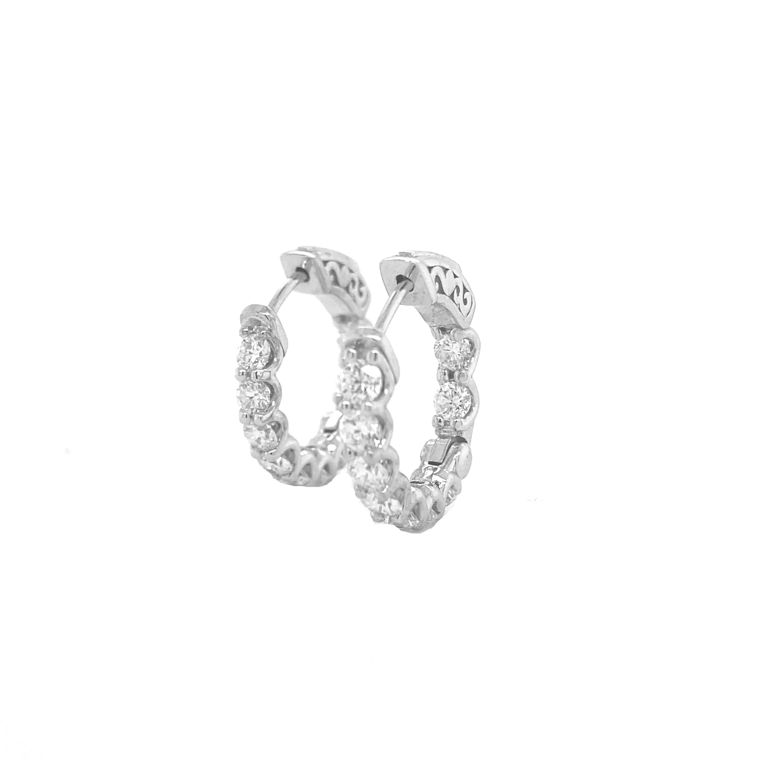 Small Diamond Hoop Earrings White Gold E001N