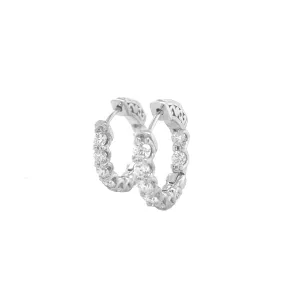 Small Diamond Hoop Earrings White Gold E001N