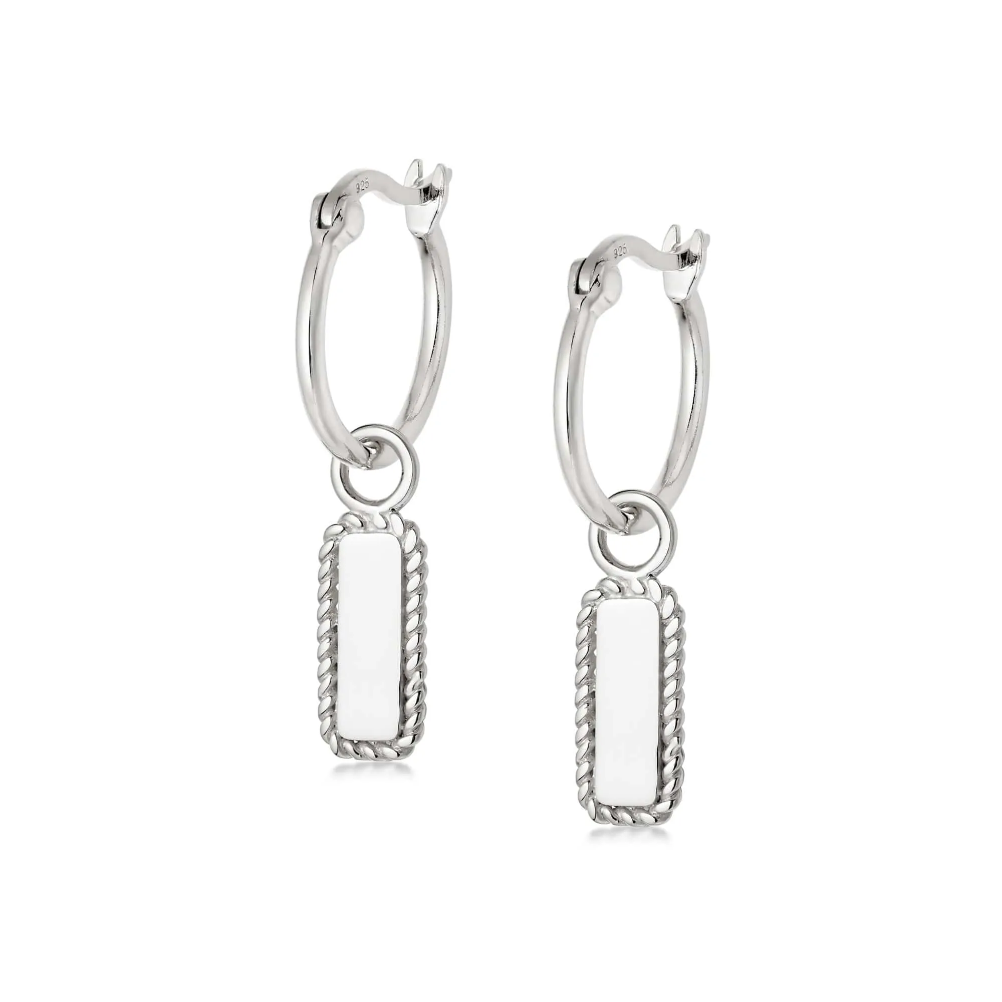 Stacked Rope Charm Earrings Sterling Silver