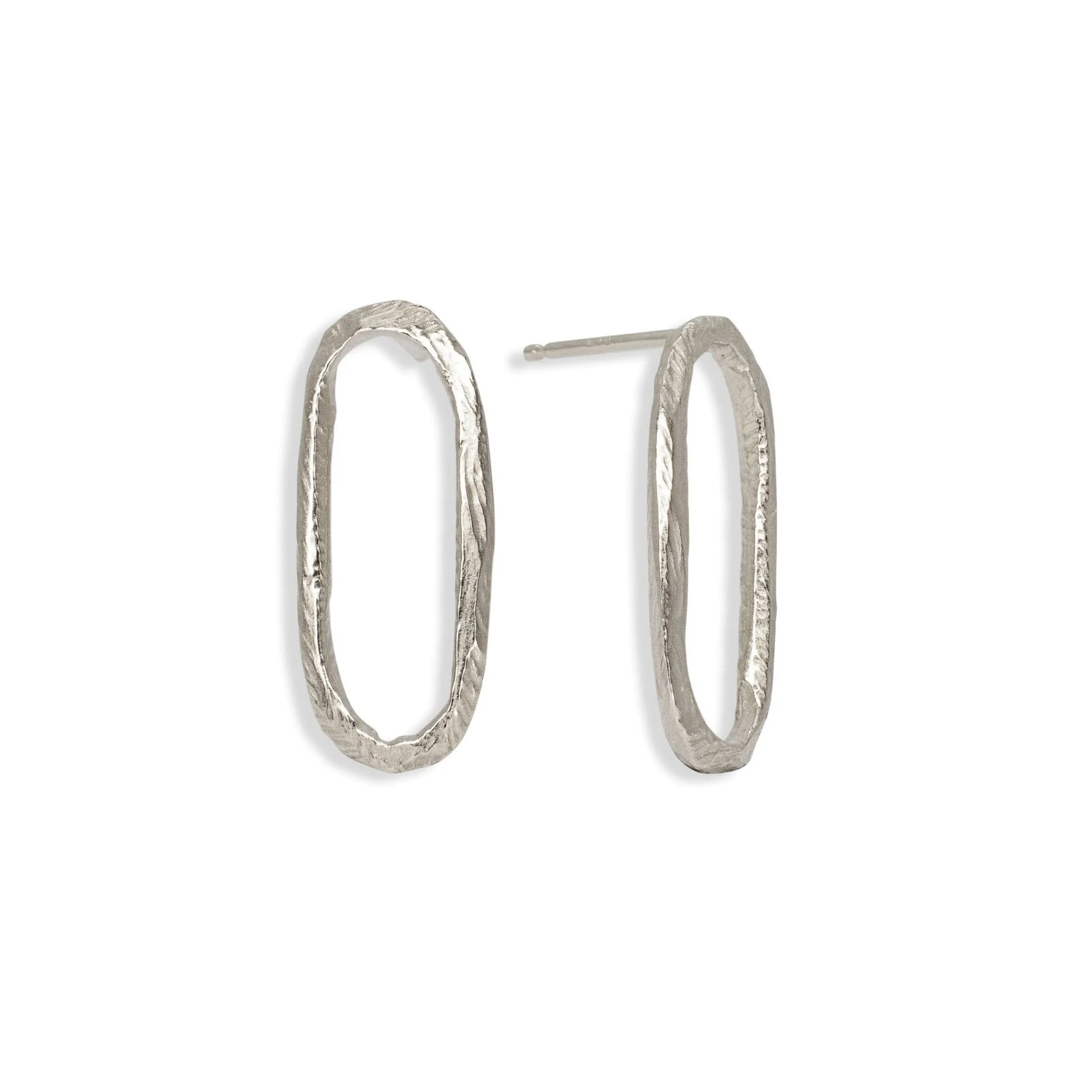 Sterling Silver Carved Large Paperclip Studs