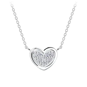 Sterling Silver CZ Heart Necklace