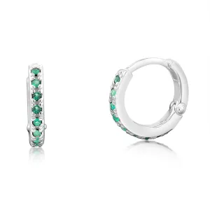 Sterling Silver Green Cubic Zirconia Sleeper Earrings