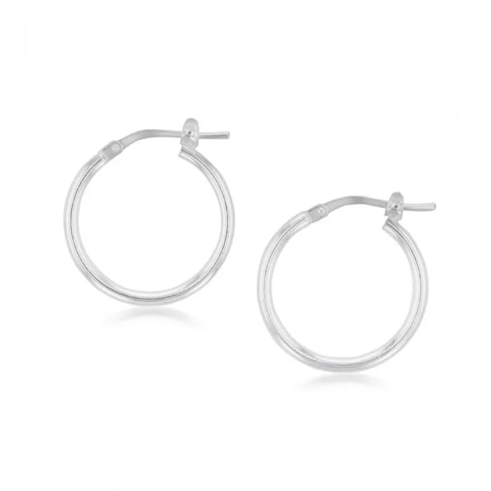 Sterling Silver Plain 15mm Hoop Earrings