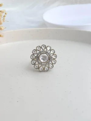 Sunflower Design Polki Ring