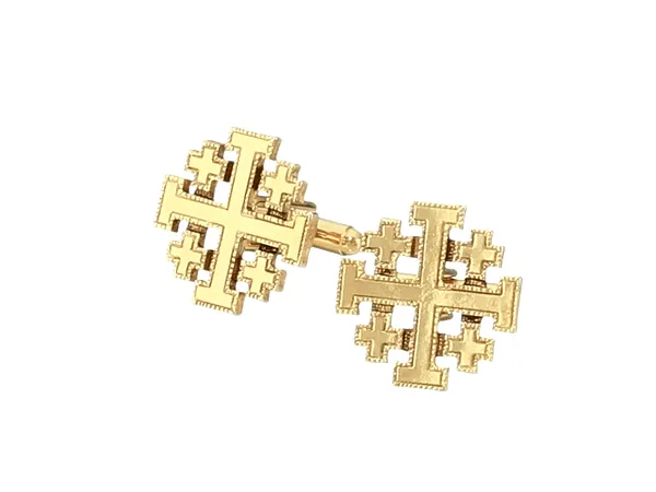 Symbols Of Faith Men's Gold Jerusalem Cross Cufflinks