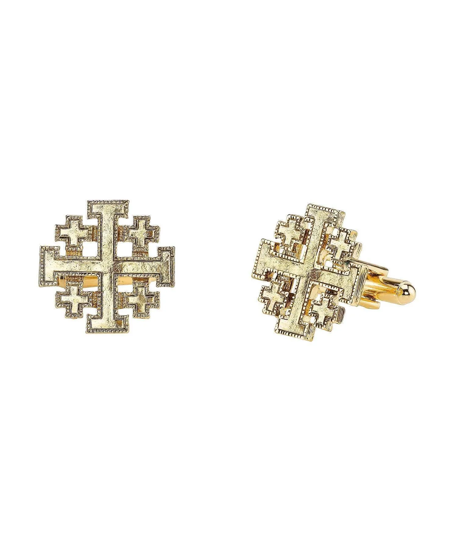 Symbols Of Faith Men's Gold Jerusalem Cross Cufflinks