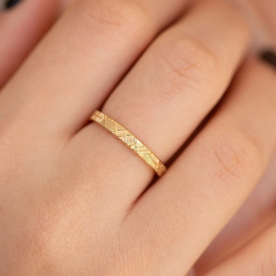 The Unique and Geometric - A Set of Golden Wedding Bands