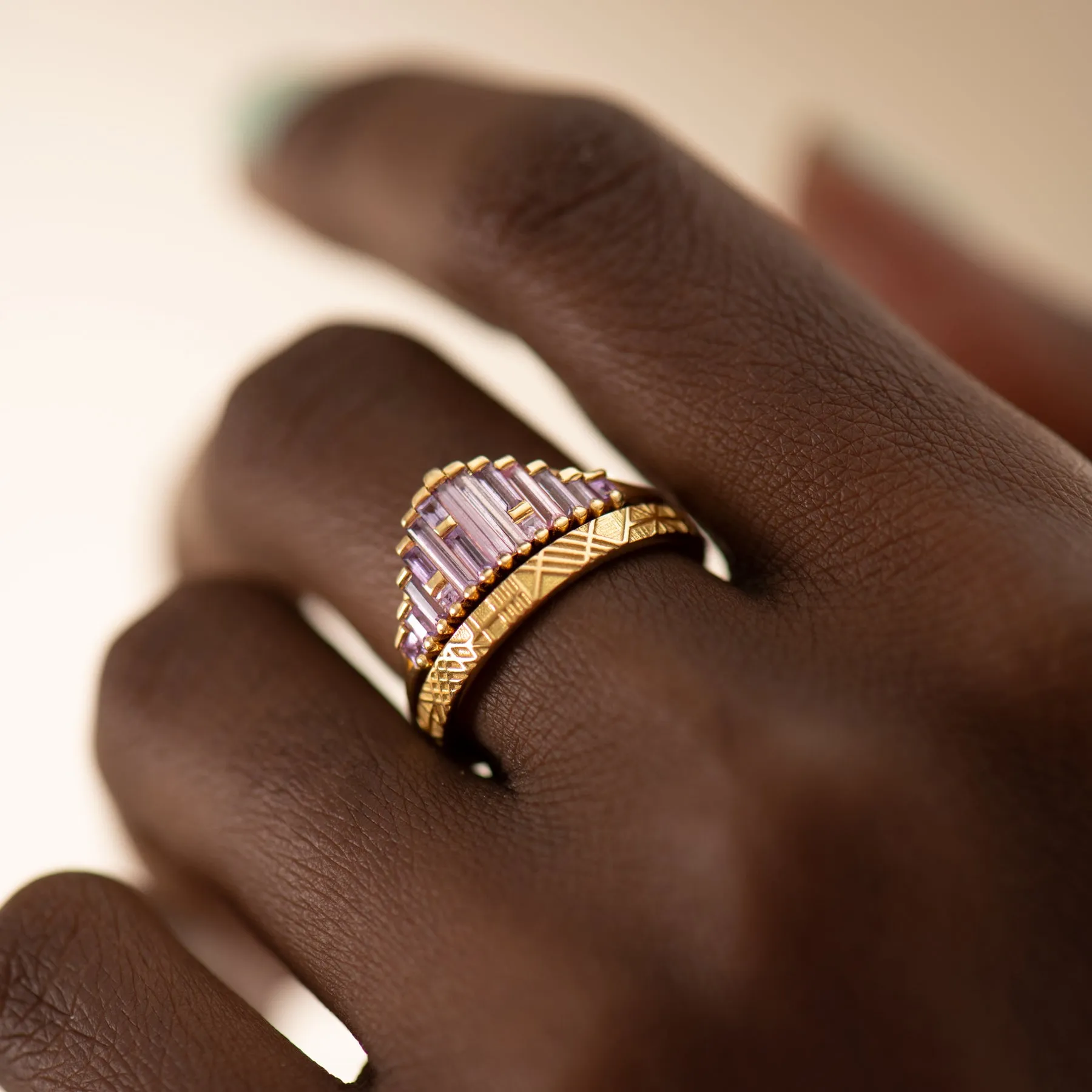 The Unique and Geometric - A Set of Golden Wedding Bands