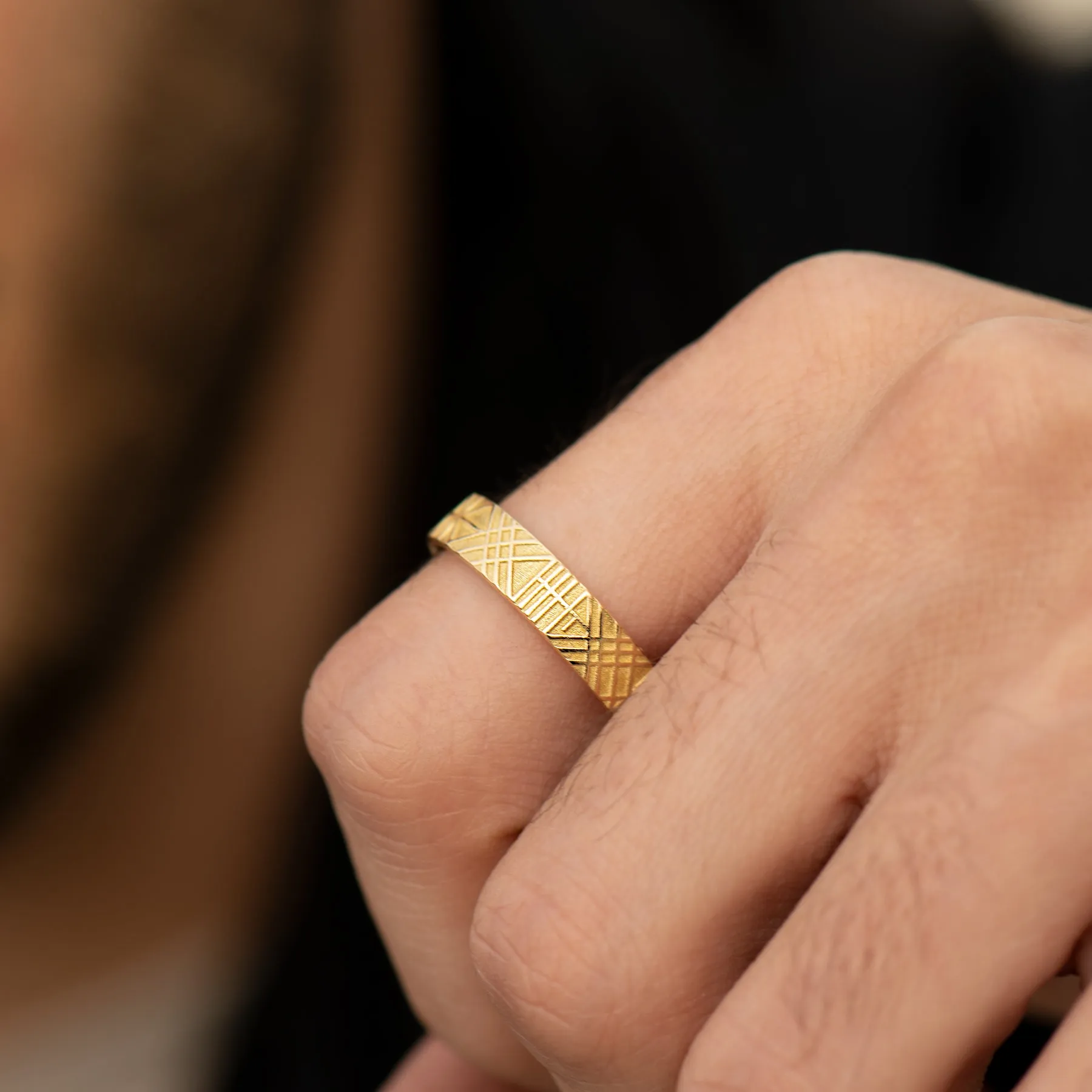 The Unique and Geometric - A Set of Golden Wedding Bands