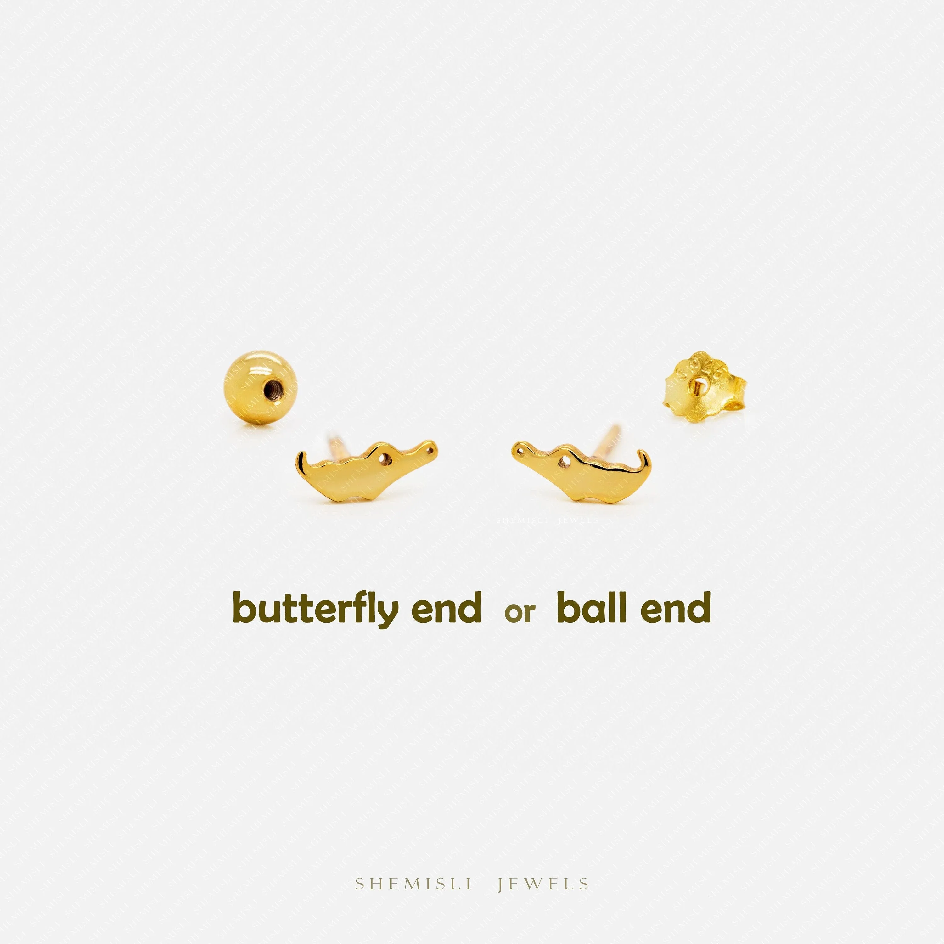 Tiny Crocodile Stud Earrings, Unisex, Gold, Silver SHEMISLI SS633 Butterfly End, SS634 Screw Ball End (Type A) LR