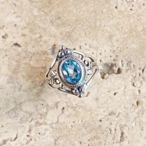 Topaz Engraved Filigree Ring - Amita