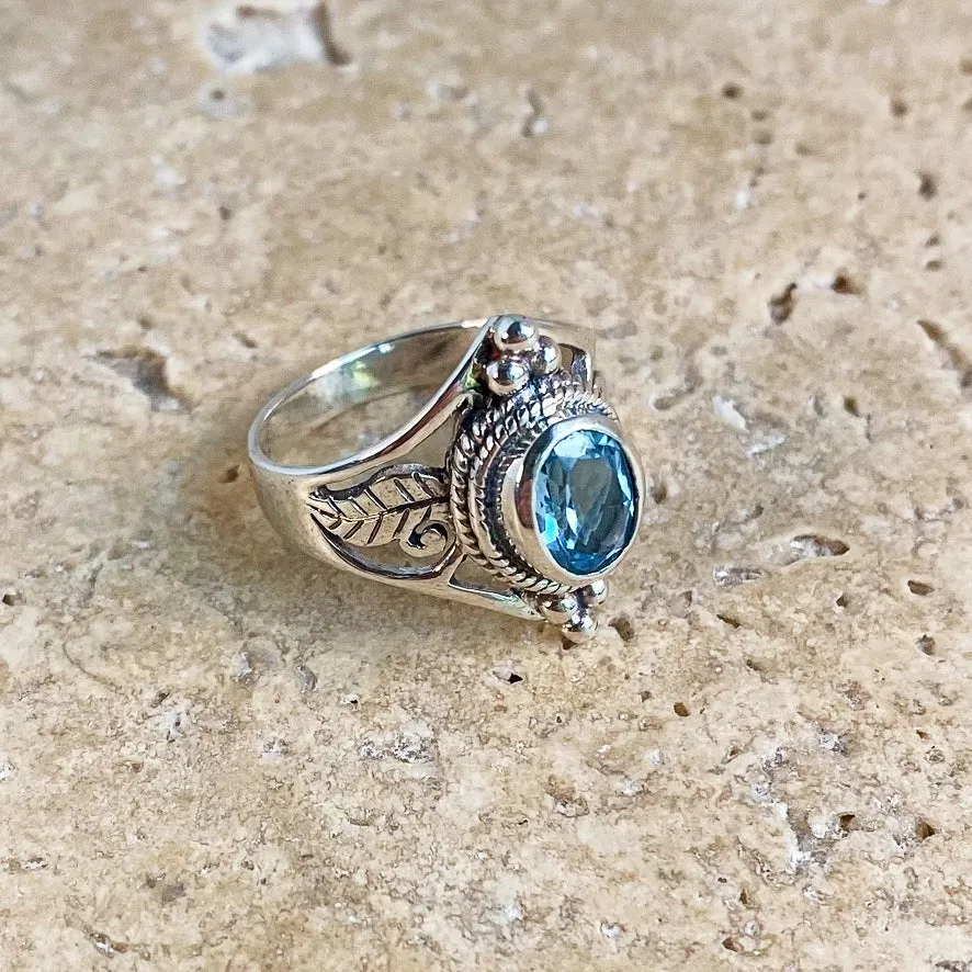 Topaz Engraved Filigree Ring - Amita