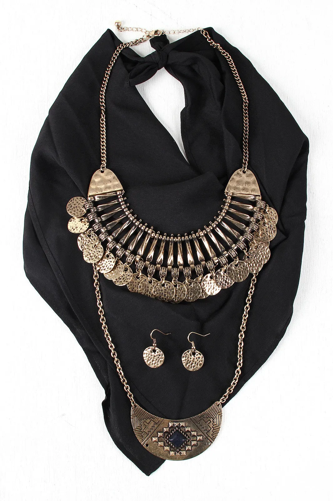 Tribal Bib Necklace And Bandana Set