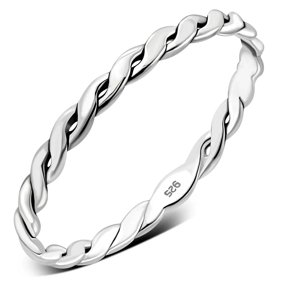 Twisted Delicate Plain Silver Ring