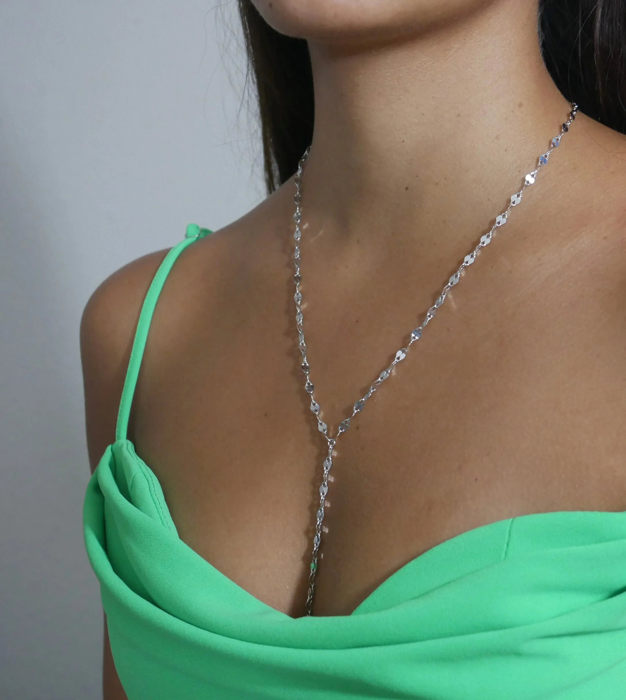 Twisted Lariat Necklace 925 Sterling Silver Dainty Drop Down Luxury Fine Jewelry