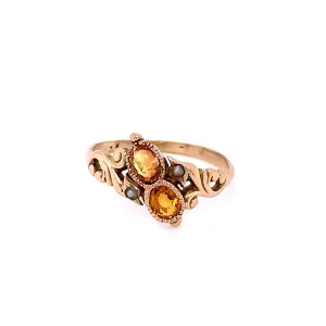 Victorian Yellow Sapphire & Pearl Ring