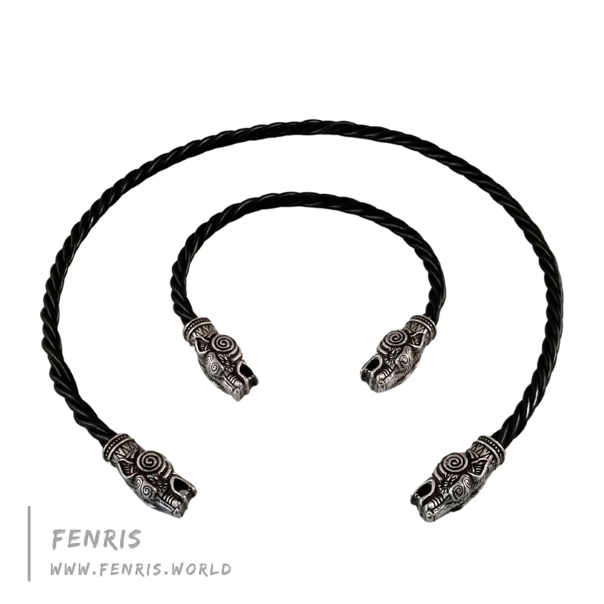 Viking Torc Silver Wolf Necklace Bracelet Set  | Fenris