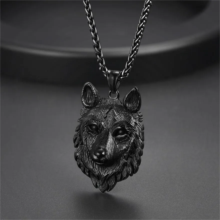 Viking Wild Wolf Pendant Necklace Norse Jewelry For Men