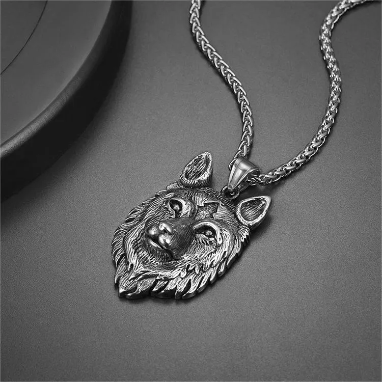 Viking Wild Wolf Pendant Necklace Norse Jewelry For Men