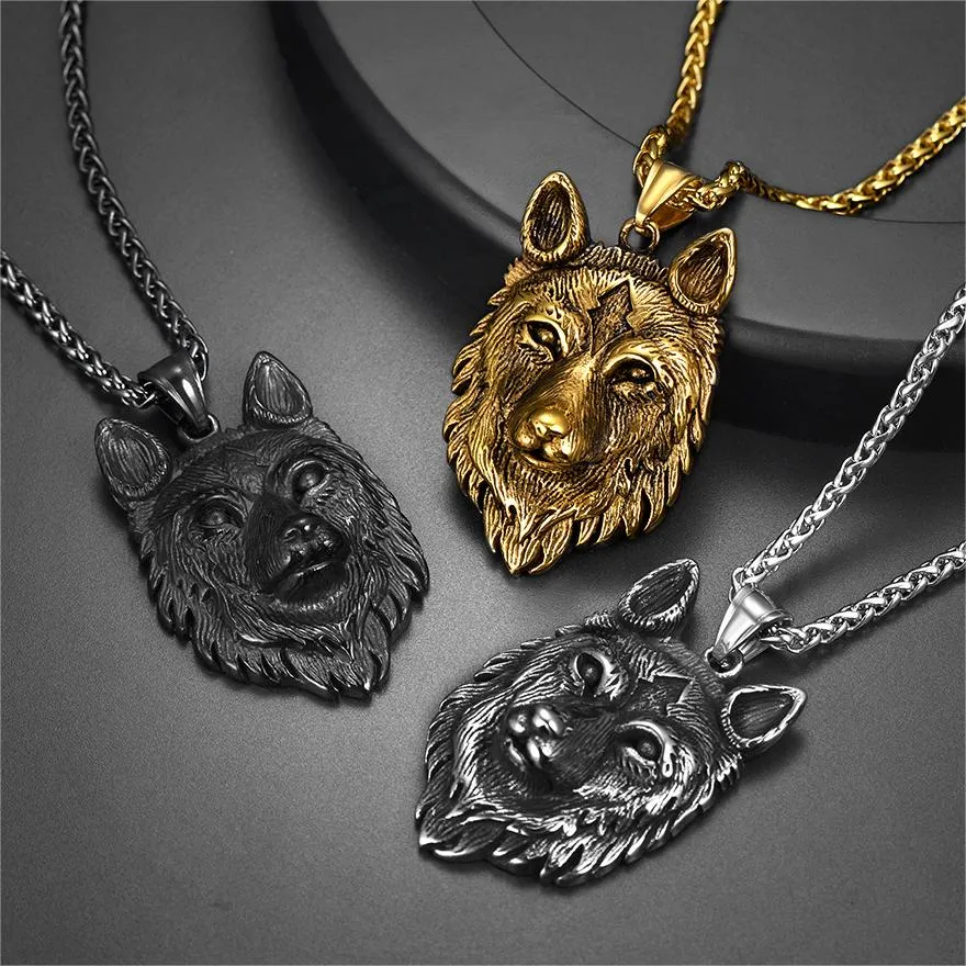 Viking Wild Wolf Pendant Necklace Norse Jewelry For Men