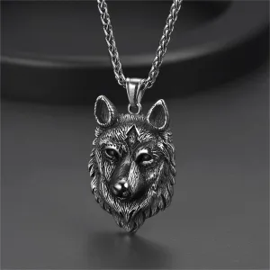 Viking Wild Wolf Pendant Necklace Norse Jewelry For Men