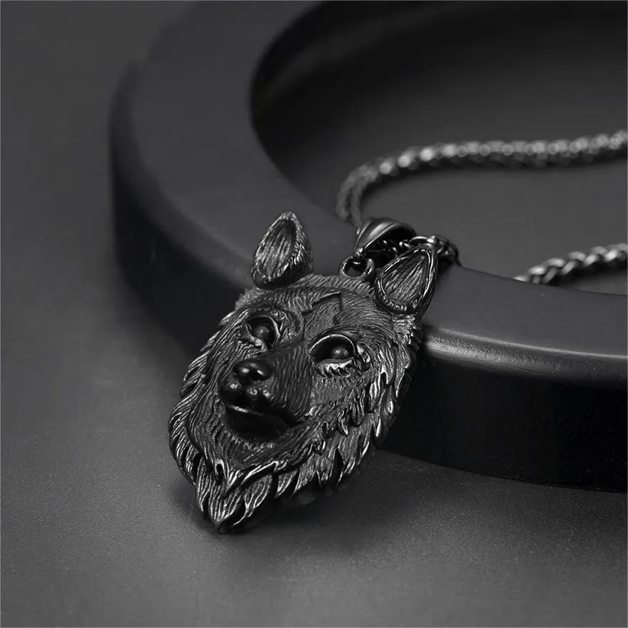 Viking Wild Wolf Pendant Necklace Norse Jewelry For Men