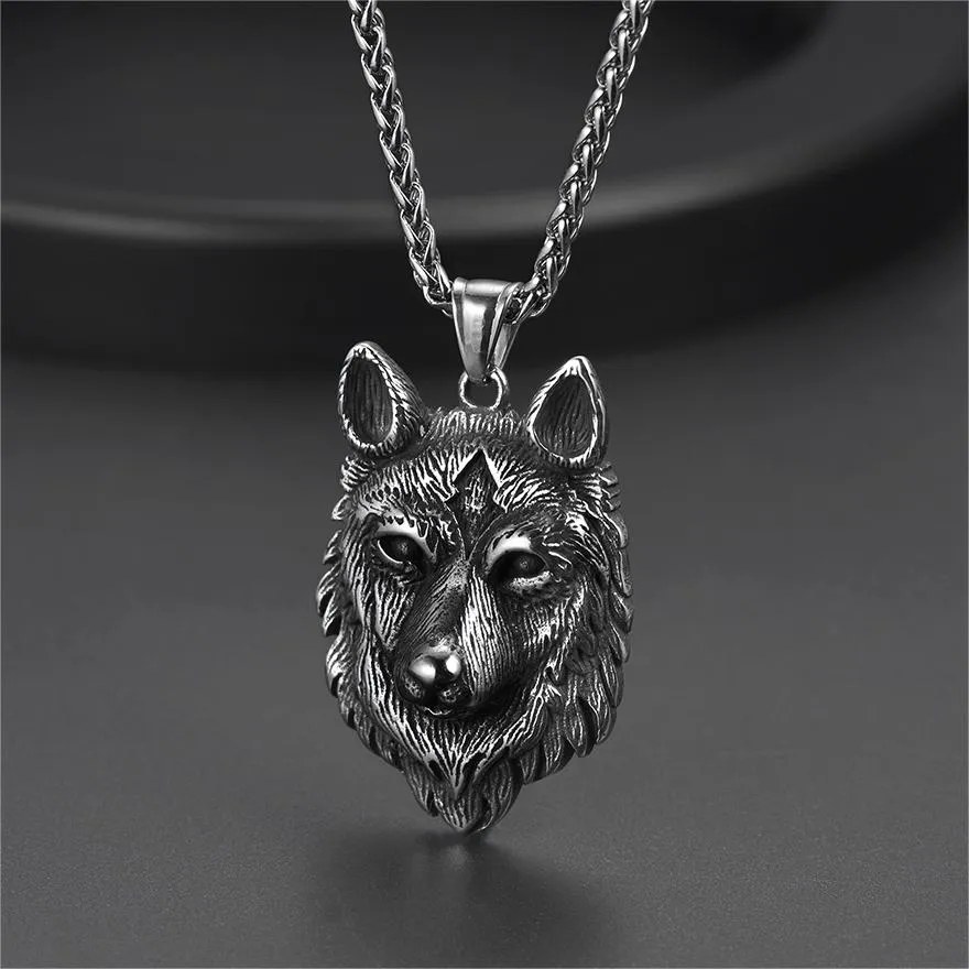 Viking Wild Wolf Pendant Necklace Norse Jewelry For Men