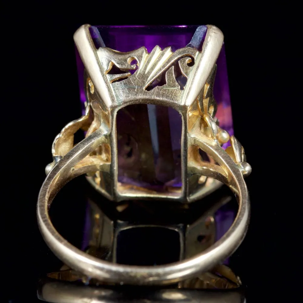 Vintage Large Amethyst Ring 9Ct Circa 1960