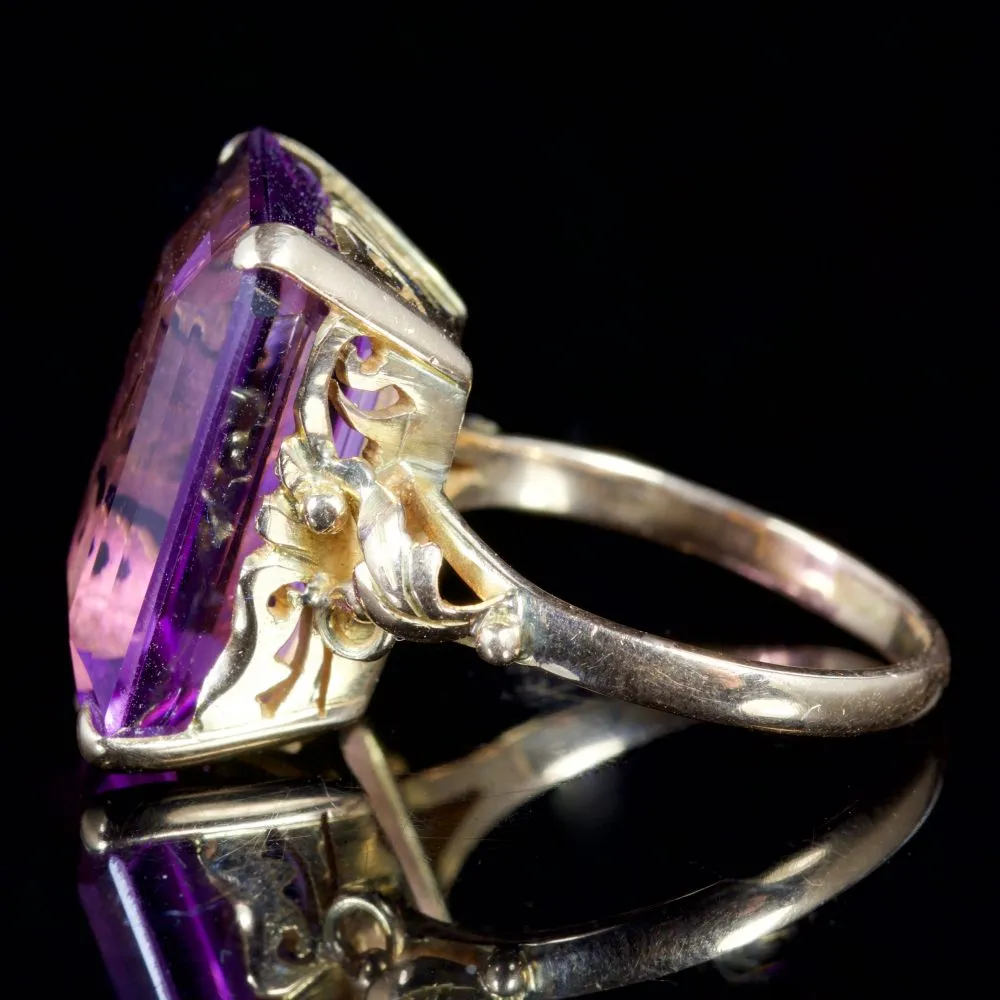 Vintage Large Amethyst Ring 9Ct Circa 1960