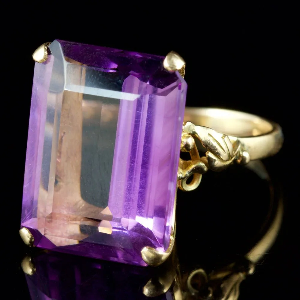 Vintage Large Amethyst Ring 9Ct Circa 1960