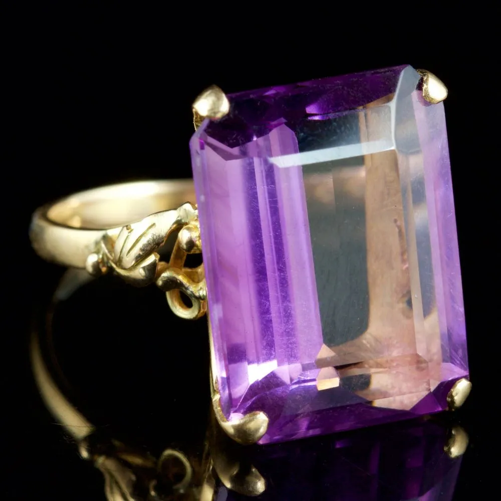 Vintage Large Amethyst Ring 9Ct Circa 1960