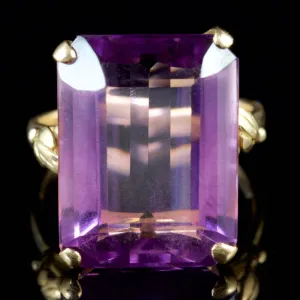 Vintage Large Amethyst Ring 9Ct Circa 1960