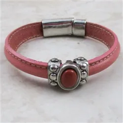 Woman's Melon Leather Bracelet  Mini Regaliz Leather Bracelet