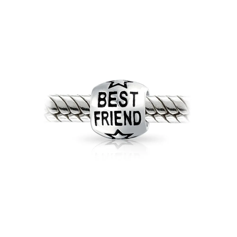 Word Best Friend Star BFF Charm Bead Sterling Silver for European Bracelet